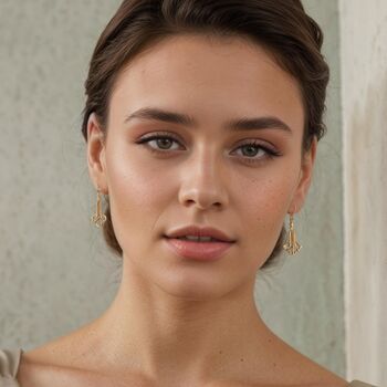 Gold Art Deco Harp Earrings, 5 of 8