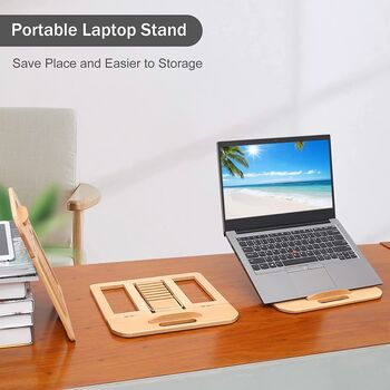 Light Beech Wooden Laptop Stands For Desk, 2 of 7