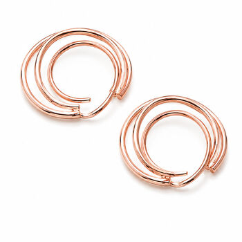 Silver Triple Hoop Illusion Earrings, 6 of 7
