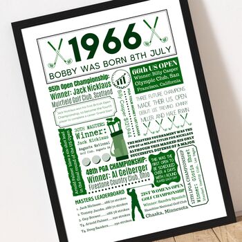 1966 Personalised 60th Birthday Golf Print, 3 of 10