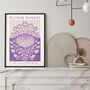 Modern Wood Block Style Flower Market Print In Lavender, thumbnail 3 of 3