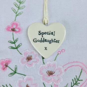Goddaughter Porcelain Heart Hanging Sign, 2 of 5