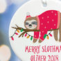 Sloth Christmas Decoration, thumbnail 2 of 6