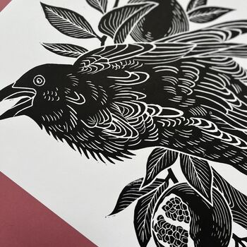 Raven Original Lino Print, 2 of 3