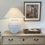 Large Chalk White Tuscan Aged Ceramic Table Lamp, thumbnail 2 of 5