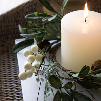 Faux White Berry And Eucalyptus Candle Ring, 4 of 4