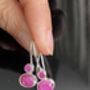 Red Ruby Sterling Silver Drop Earrings, thumbnail 3 of 6