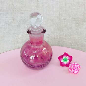 Vintage Decorative Pink Crystal Cut Glass Perfume Bottle ~ 38, 6 of 7