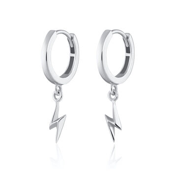 Lightning Bolt Charm Hoop Earrings, 5 of 6