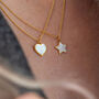 Yellow Gold Plated Mother Of Pearl Heart Necklace, thumbnail 4 of 10