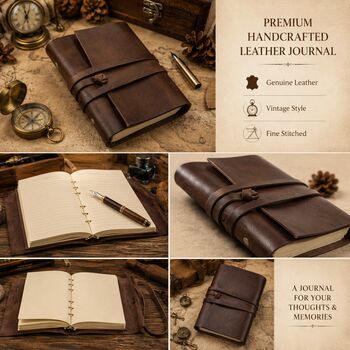 Handmade Vintage Leather Journal With Lock For Writing, 11 of 12