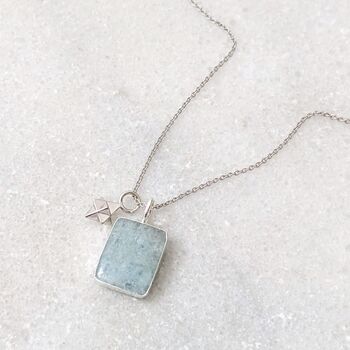 The Duo Aquamarine Necklace, Silver, 2 of 11
