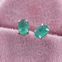 Genuine Green Onyx Stud Earrings Sterling Silver, thumbnail 5 of 11