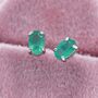 Genuine Green Onyx Stud Earrings Sterling Silver, thumbnail 5 of 12