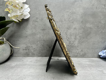 Crested Aged Gold Coloured Oval Photo Frame Freestanding Or Wall, 8 of 10