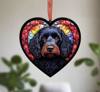 Cockapoo Stained Glass Effect Heart Suncatcher, 2 of 7