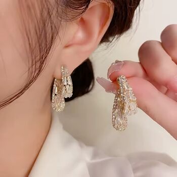 Monaco D’or Gold Pear Baguette Pavé Infinity Drop Earrings, 3 of 3