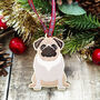 Pug Hanging Wooden Christmas Decoration, thumbnail 3 of 6