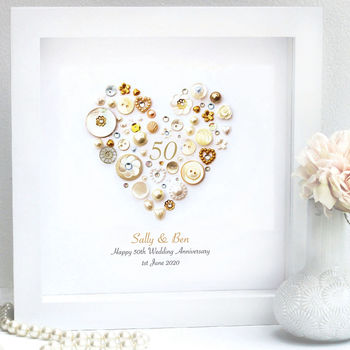 Personalised Golden Anniversary Button Heart, 2 of 8