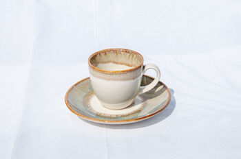Beige Set Of Two Porcelain Espresso Cup And Saucer Set, 7 of 12