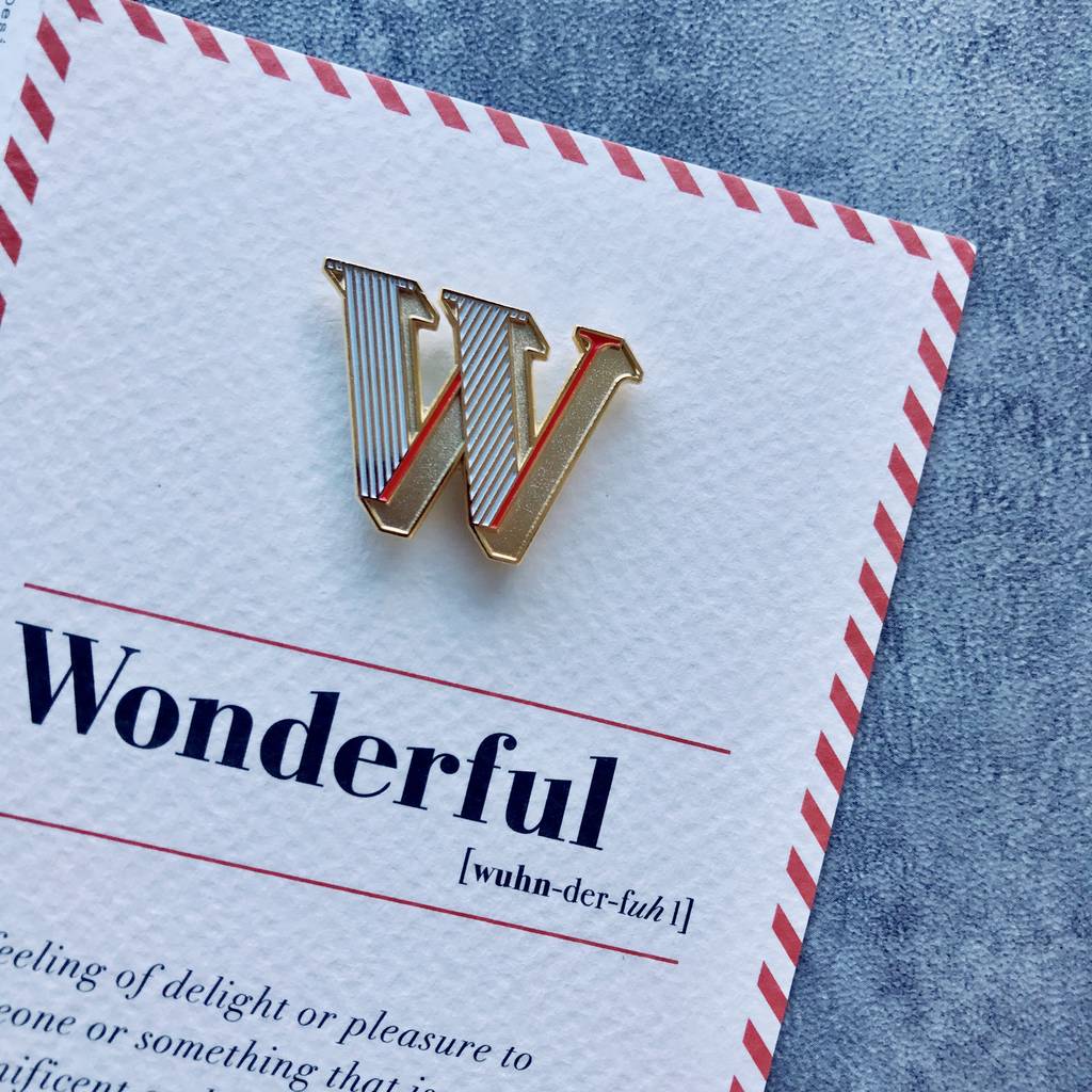 W Is For Wonderful Pin Badge And Card, 1 of 4