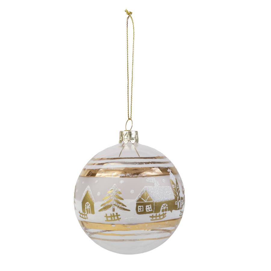 christmas scene gold bauble by the christmas home | notonthehighstreet.com