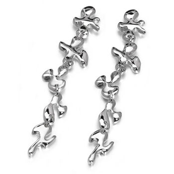 925 Sterling Silver Designer Splash Earrings, 2 of 3