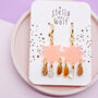 Blush Pink Star Drop Hoop Earrings, thumbnail 1 of 4