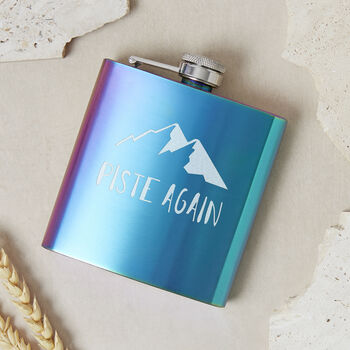 'Piste Again' Engraved Hip Flask, 3 of 10
