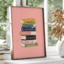 Pink Book Stack Print Book Lovers Gift, thumbnail 1 of 4