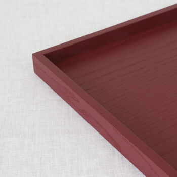 Handmade Dark Red Wooden Serving Tray, Lacquered Ottoman Cover Tray, 9 of 11