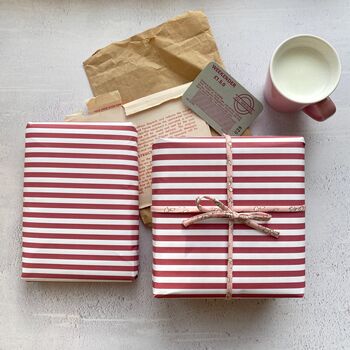 Burgundy Wide Stripe Paper Fibre Wrapping/Patterned Paper Sheet, 8 of 12