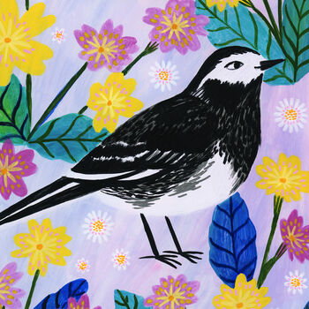 Pied Wagtail Bird Art Poster, 3 of 4