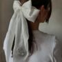 Personalised Bridal Oversized White Silk Bow With Initial Letter Embellishment, thumbnail 1 of 3
