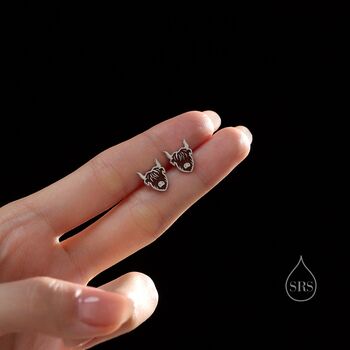 Sterling Silver Enamel Highland Cow Stud Earrings, 7 of 12