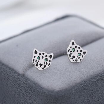 Leopard Stud Earrings In Sterling Silver, 5 of 12