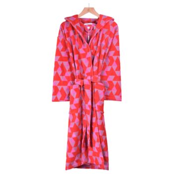 Women's Hooded Cotton Dressing Gown Pink Diamond, 2 of 3