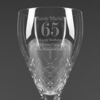 Engraved Cut Crystal Age Wine Glass, 4 of 4