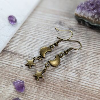 Moon And Star Charm Earrings, 4 of 6