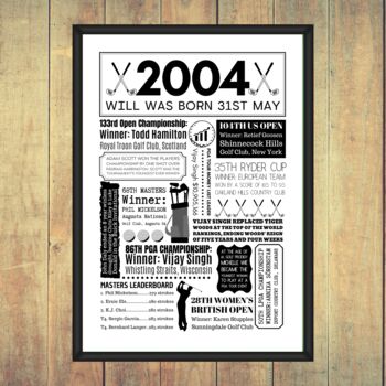 2004 Personalised 21st Birthday Golf Fact Print, 6 of 8