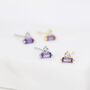 Lilac Purple Baguette And Round Cz Stud Earrings, thumbnail 2 of 12