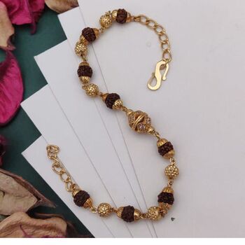 18ct Gold Plated Rudraksha Beaded Bracelet, 2 of 2