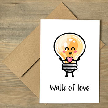 Watts Of Love Pun Card, 2 of 2