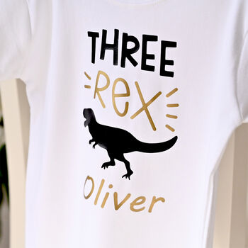 Personalised 'Threerex' White T Shirt, 2 of 3