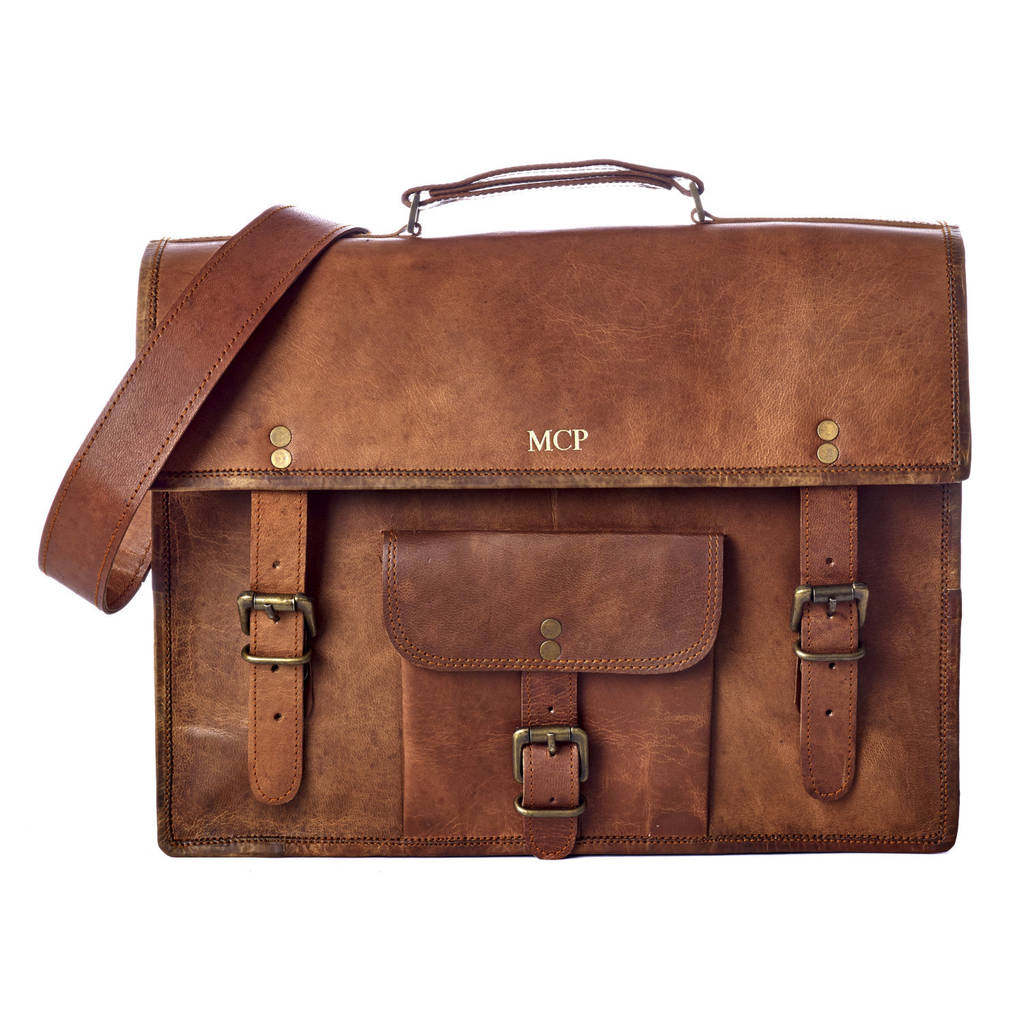 Personalised Vintage Leather Satchel Bag By Paper High | www.strongerinc.org