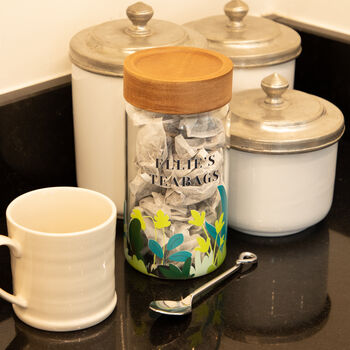 Personalised Leaves Tea Glass Storage Jar, 3 of 9