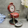 Barber’s Chair Table Clock – Red And Black Metal Ornament, thumbnail 2 of 12