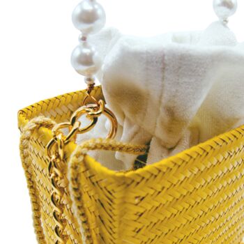 Tuparro Yellow Small Handwoven Straw Basket Bag, 4 of 7