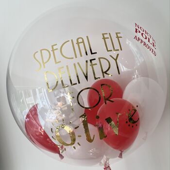 Personalised Elf Arrival Christmas Balloon, 2 of 3