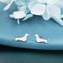 Sausage Dog Stud Earrings Sterling Silver, thumbnail 1 of 11